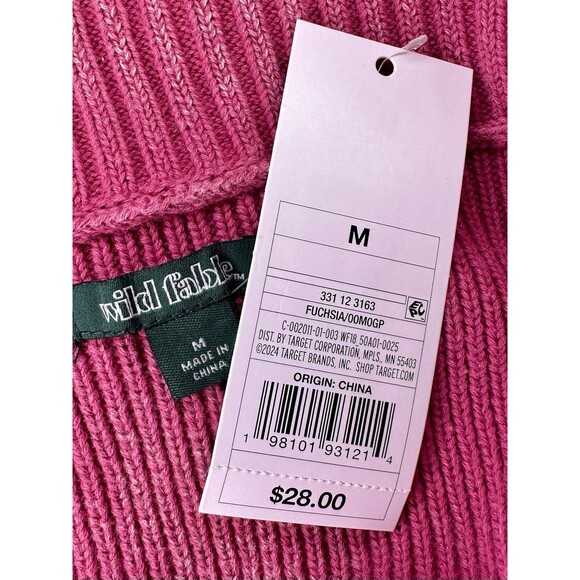 Wild Fable Cropped Zipper Cardigan Pink Fuschia Size M Medium NWT!!! - Picture 5 of 6